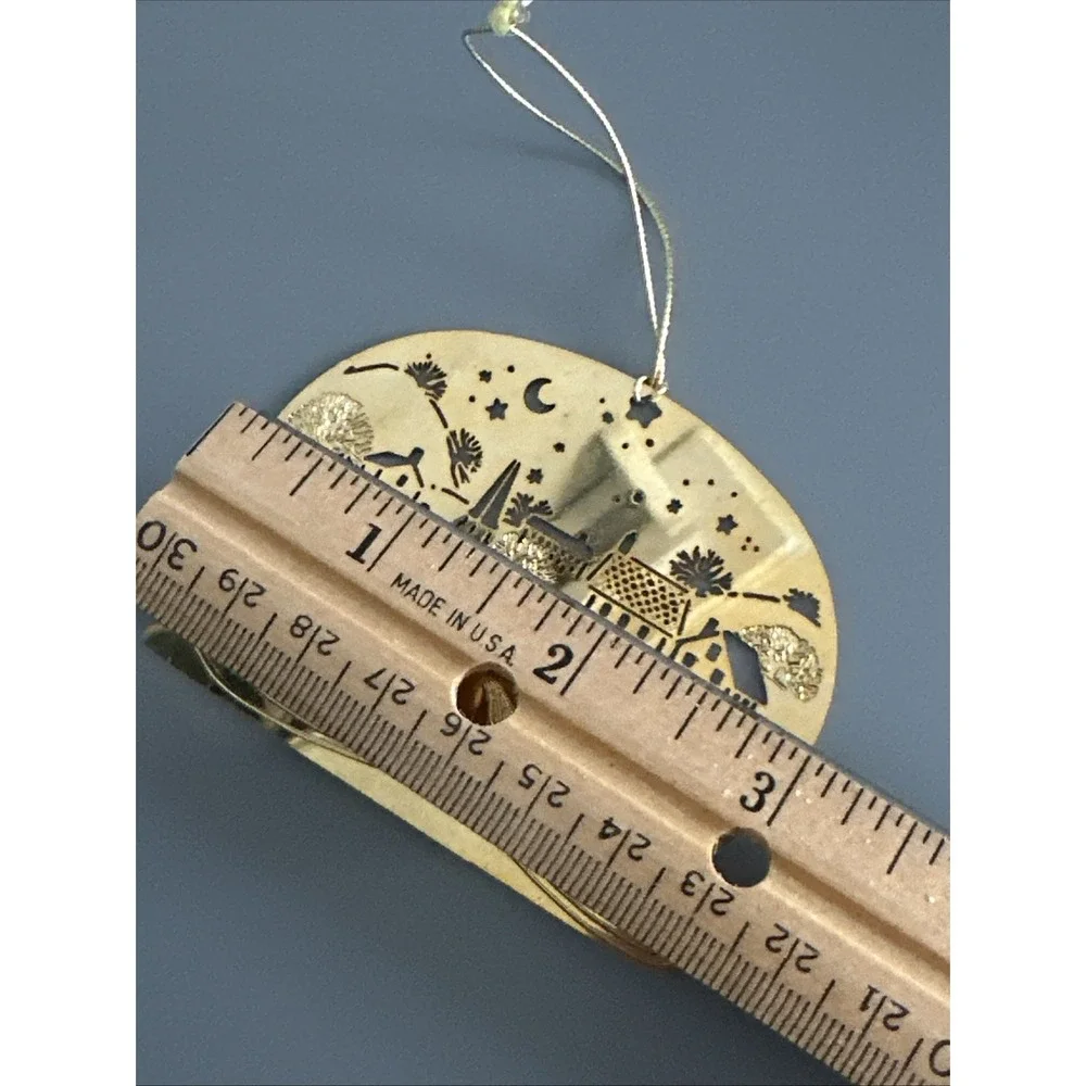 Hallmark 1982 3D Brass Sleigh Ride Gold Tone Christmas Ornament